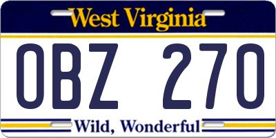 WV license plate OBZ270