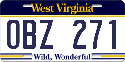 WV license plate OBZ271