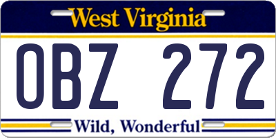 WV license plate OBZ272