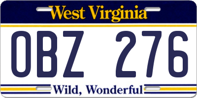 WV license plate OBZ276
