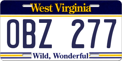 WV license plate OBZ277