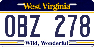 WV license plate OBZ278