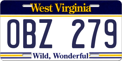 WV license plate OBZ279