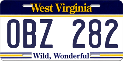WV license plate OBZ282