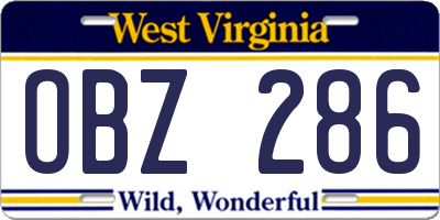 WV license plate OBZ286