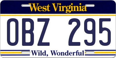 WV license plate OBZ295