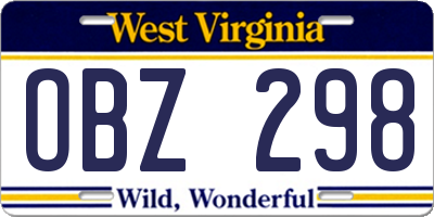 WV license plate OBZ298