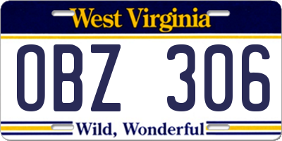 WV license plate OBZ306