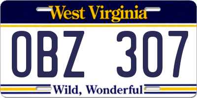WV license plate OBZ307