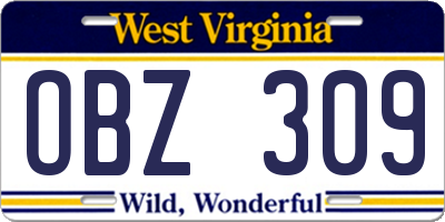 WV license plate OBZ309