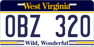 WV license plate OBZ320
