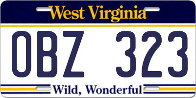 WV license plate OBZ323