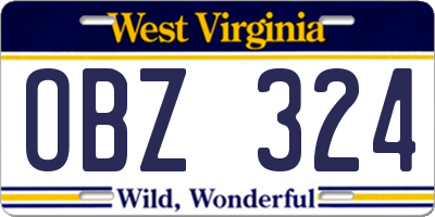 WV license plate OBZ324