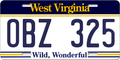 WV license plate OBZ325
