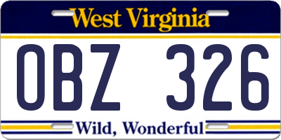 WV license plate OBZ326