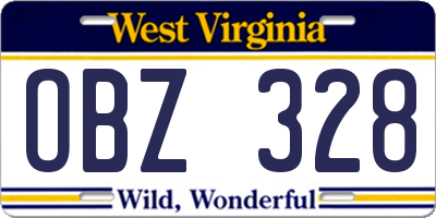 WV license plate OBZ328