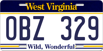 WV license plate OBZ329