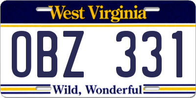 WV license plate OBZ331