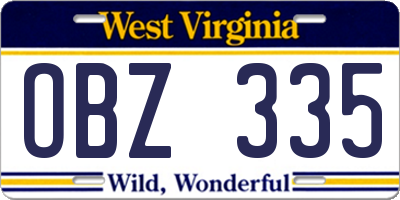 WV license plate OBZ335