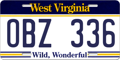 WV license plate OBZ336