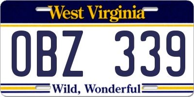 WV license plate OBZ339