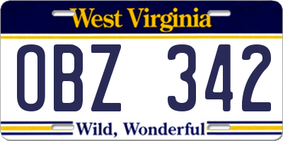 WV license plate OBZ342