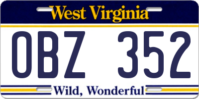 WV license plate OBZ352