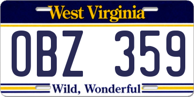 WV license plate OBZ359