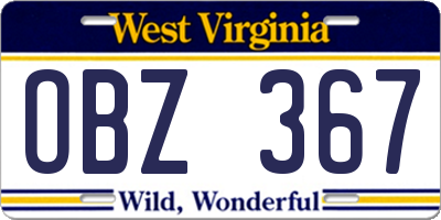 WV license plate OBZ367