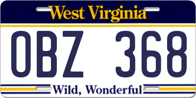 WV license plate OBZ368