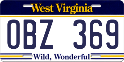 WV license plate OBZ369