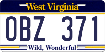 WV license plate OBZ371