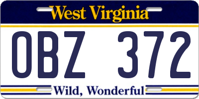 WV license plate OBZ372
