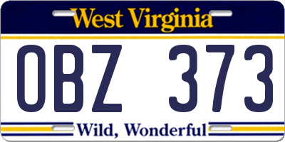 WV license plate OBZ373