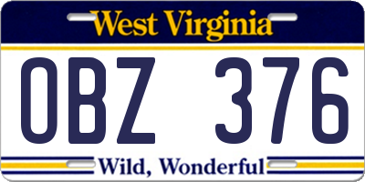 WV license plate OBZ376