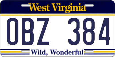 WV license plate OBZ384