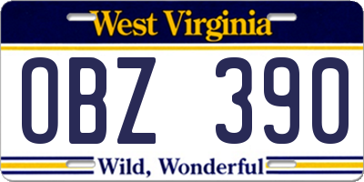 WV license plate OBZ390