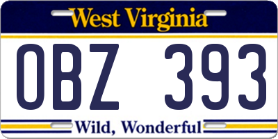 WV license plate OBZ393