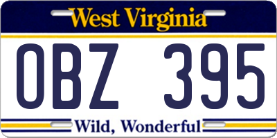 WV license plate OBZ395