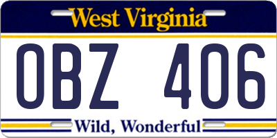 WV license plate OBZ406