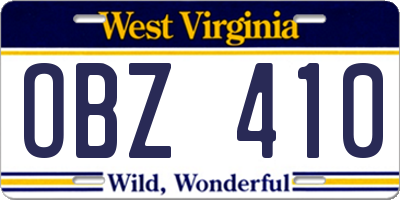 WV license plate OBZ410