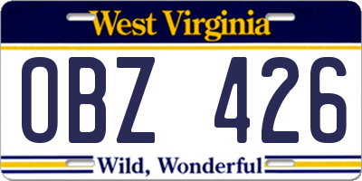 WV license plate OBZ426