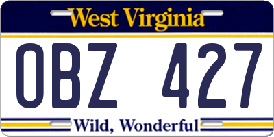 WV license plate OBZ427