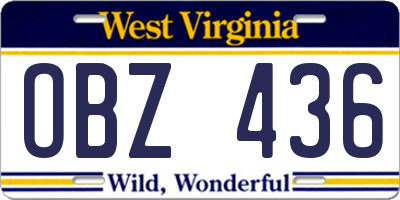 WV license plate OBZ436