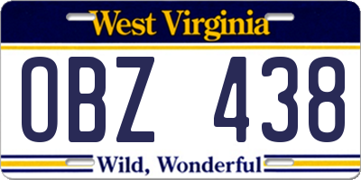 WV license plate OBZ438