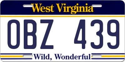 WV license plate OBZ439