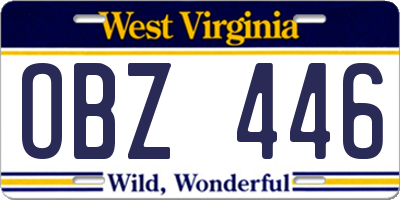 WV license plate OBZ446