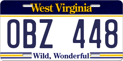 WV license plate OBZ448