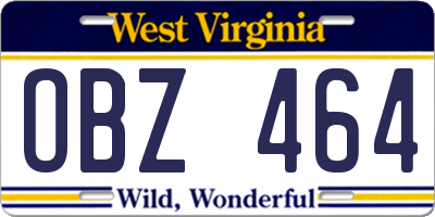 WV license plate OBZ464