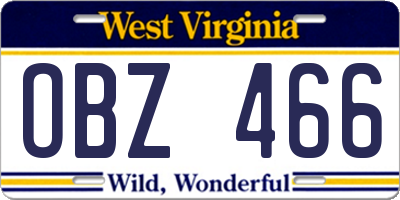 WV license plate OBZ466